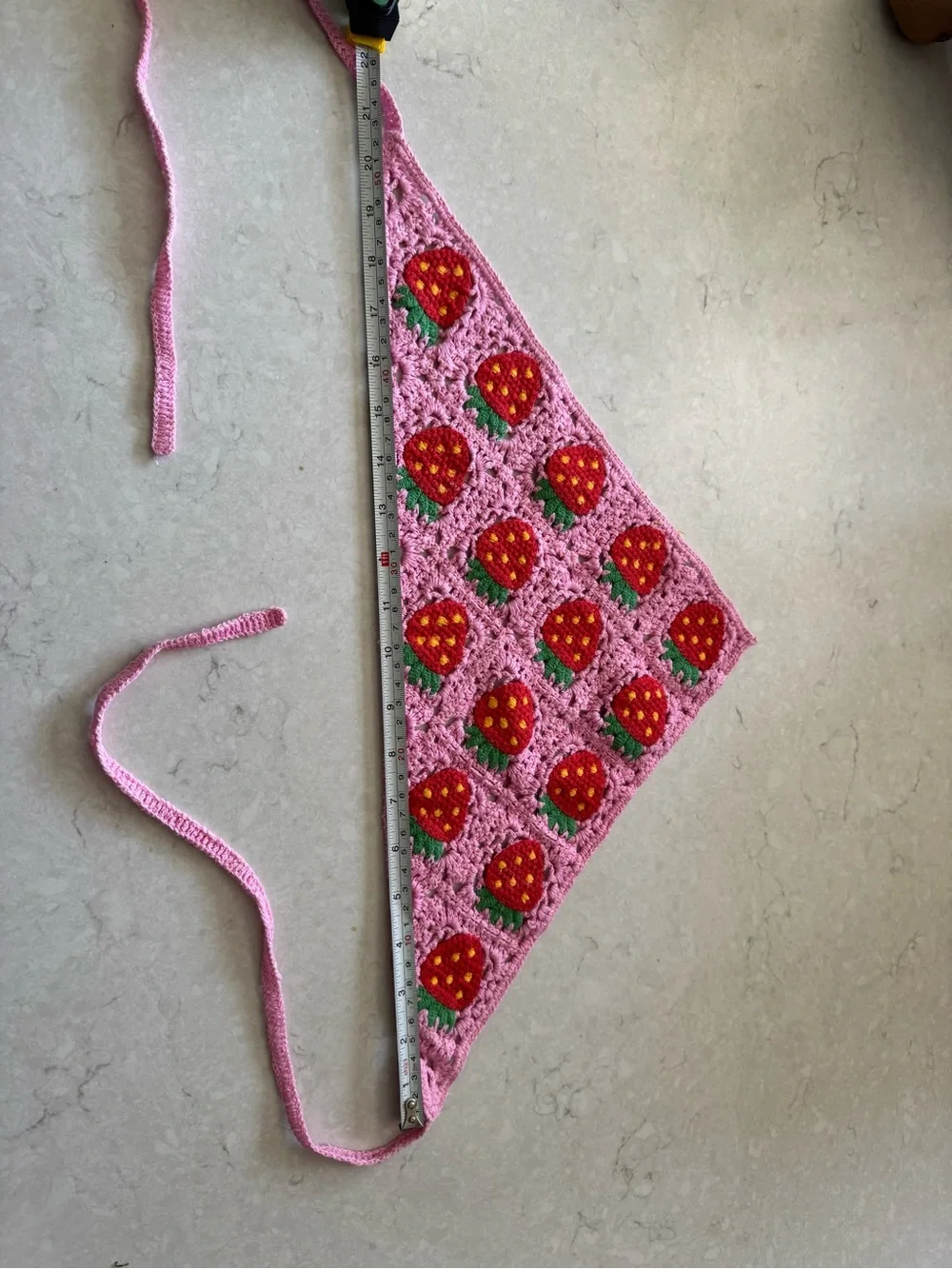 Pink Strawberry Crochet Bandana
